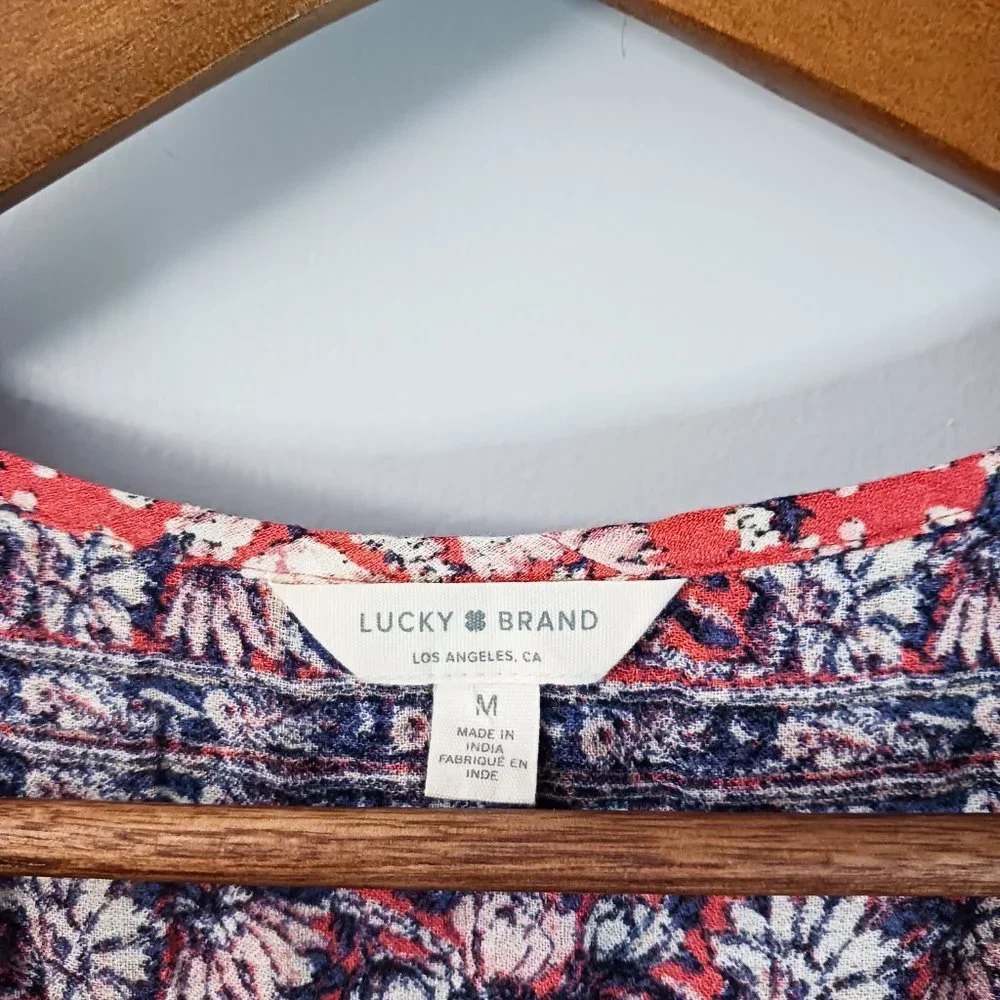 Lucky Brand Floral Dress Women's Size M Pink Midi Sleeveless Elastic Waist - Picture 8 of 8